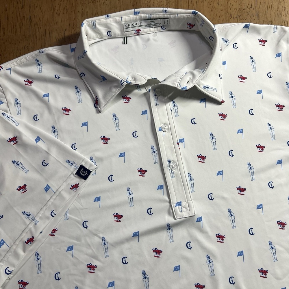 Criquet Tour Range Carl 19th Hole AOP Print Performance Golf Polo Men's Size XXL